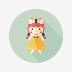 girl doll toy flat icon with long shadow,eps 10