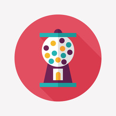 Gumball Machine flat icon with long shadow,eps10