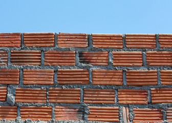 brick wall in residential building construction site