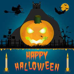 Happy Halloween vector card. Art illustration