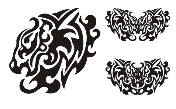 Lion elements tattoo in tribal style
