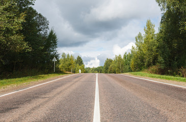 paved road through the forest