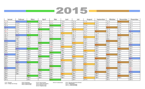 Jahresplaner 2015 bunt