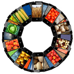 Modern mobile phones with different images