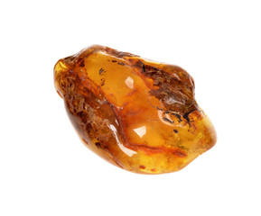 piece of baltic amber isolated on white background