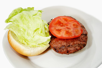 Grilled Burger with Fresh Lettuce and Tomato