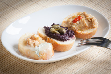 Assorted crostini, italian style appetizers 