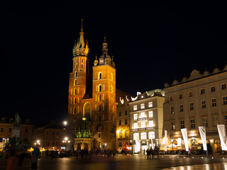Krakow Main Market Square by night