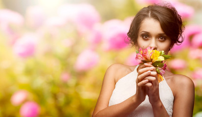 beautiful young woman over autumn background