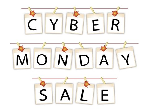 Cyber Monday Banner of Blank Photos with Maple Leaves
