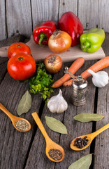 organic food background Vegetables pepper mill