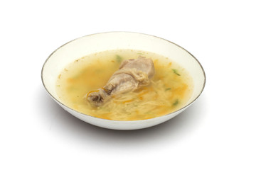 chicken soup on the white background
