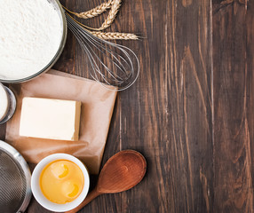 Ingredients and tools for baking