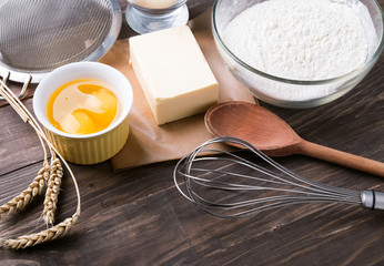 Ingredients and tools for baking