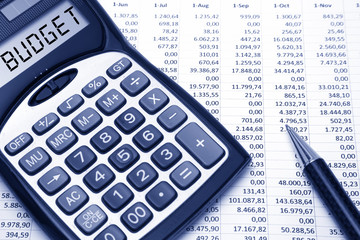 Budget Concept Budget text on calculator - 70258962