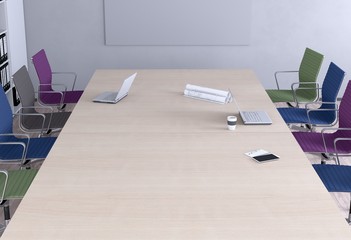 Naklejka premium Konferenzraum - Bunte Stühle