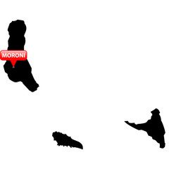 Map with the Capital in a red bubble - Comoros.