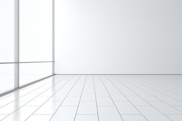 Raum leer hell modern mit Bilderrahmen Fliesen