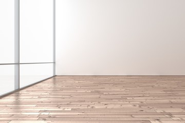 Raum leer hell modern mit Bilderrahmen Holzboden