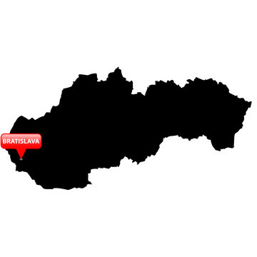 Map with the Capital in a red bubble - Slovakia.