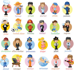 Мультяшные персонажи разных профессий