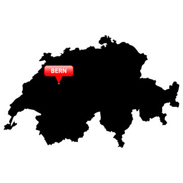 Map with the Capital in a red bubble - Switzerland.