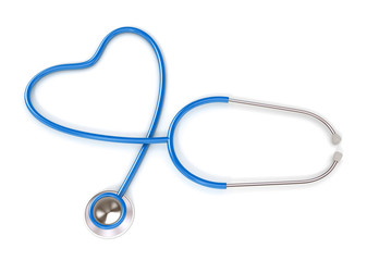 stethoscope in heart shape isolated on white