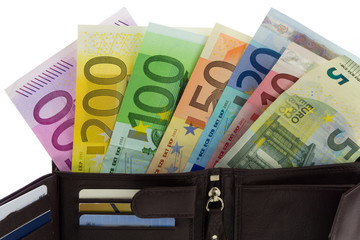 Portemonnaie mit Euro Banknoten