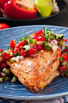 Grilled chicken breast with fresh tomato salsa