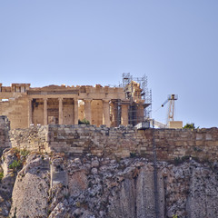 Athens, erechtheion temple on the northern facade of acropolis