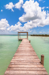 Obraz premium pier in Caribbean Bacalar lagoon - Mexico