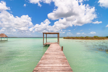 Obraz premium pier in Caribbean Bacalar lagoon - Mexico