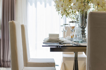 table set in dinning room at home