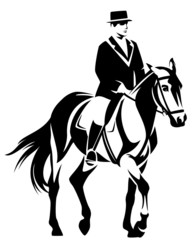 horse and horseman performing dressage © Cattallina