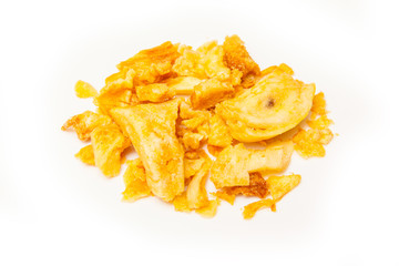 Dried Durian isolated on a white studio background.