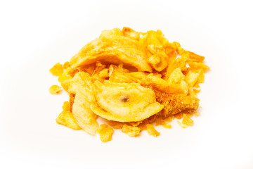 Dried Durian isolated on a white studio background.