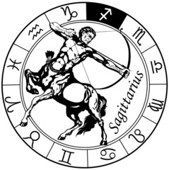 sagittarius zodiac black white