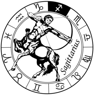 sagittarius zodiac black white