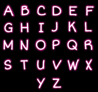 Neon alphabet vector