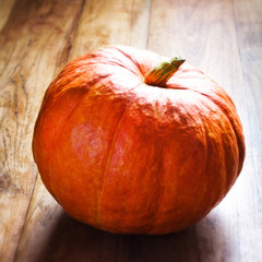 Autumn pumpkin on wooden table. Beautiful autumn Pumpkin thanksg