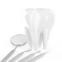 dentist tools and tooth