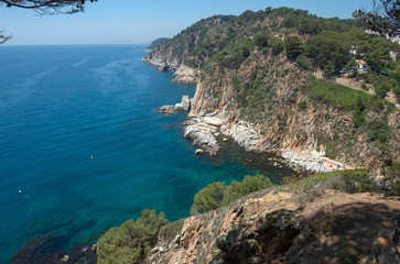 View from Tossa towards Lloret-de-mar, Costa Brava, Catalonia, S