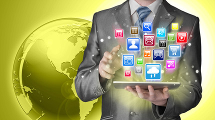 Business man using tablet PC