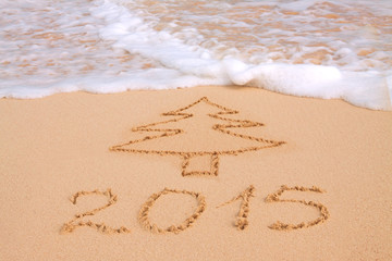 New Year 2015 on a Caribbean beach. 