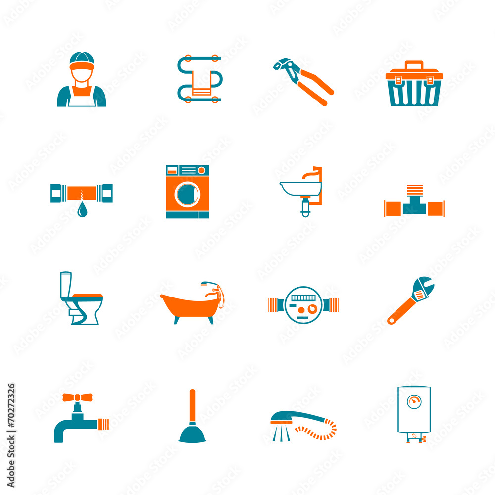 Canvas Prints Plumbing icons set