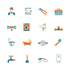 Plumbing icons set
