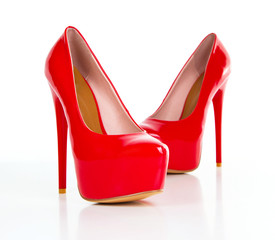 Red high heel women shoes