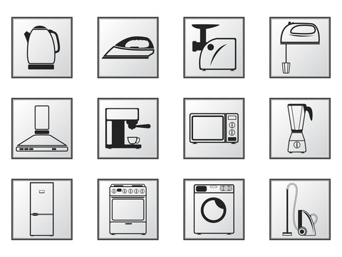 Icons of household appliances