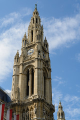 Fototapeta na wymiar Rathaus main tower Vienna