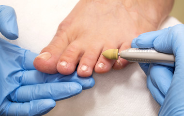 process of pedicure at beauty salon